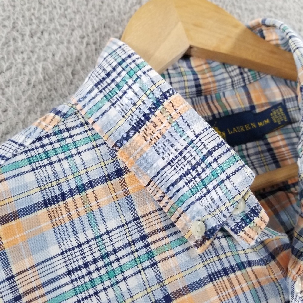 Ralph Lauren Shirt Mens Medium Blue Plaid Button Down Long Sleeve Oxford Dress